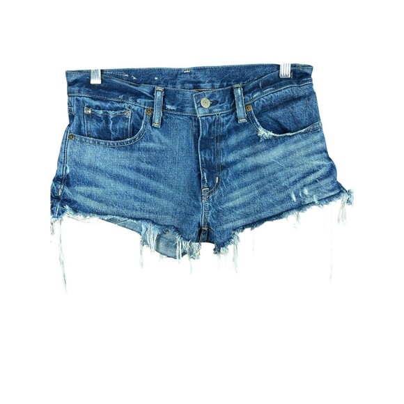 Ralph Lauren Denim & Supply Daisy Duke USA Patch Cutoff Jean Shorts 26 Frayed - Picture 1 of 12